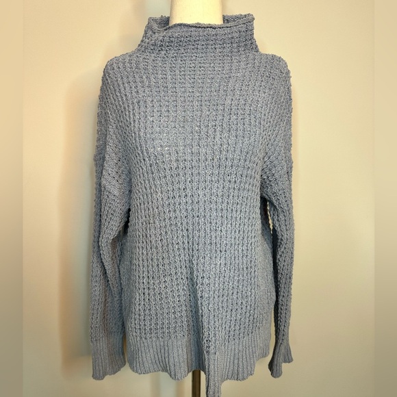 American Eagle Outfitters Sweaters - Sz S American Eagle blue mock knit neck sweater wool blend chenille feel soft